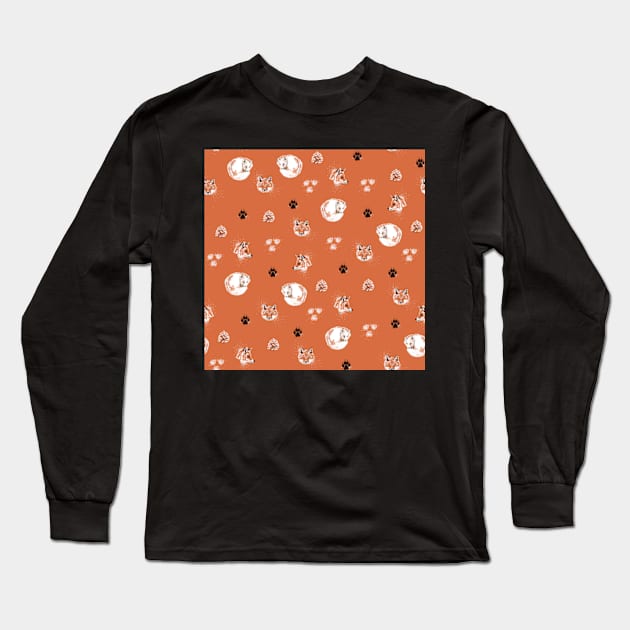 Red foxes and white foxes pattern Long Sleeve T-Shirt by rainetteillus